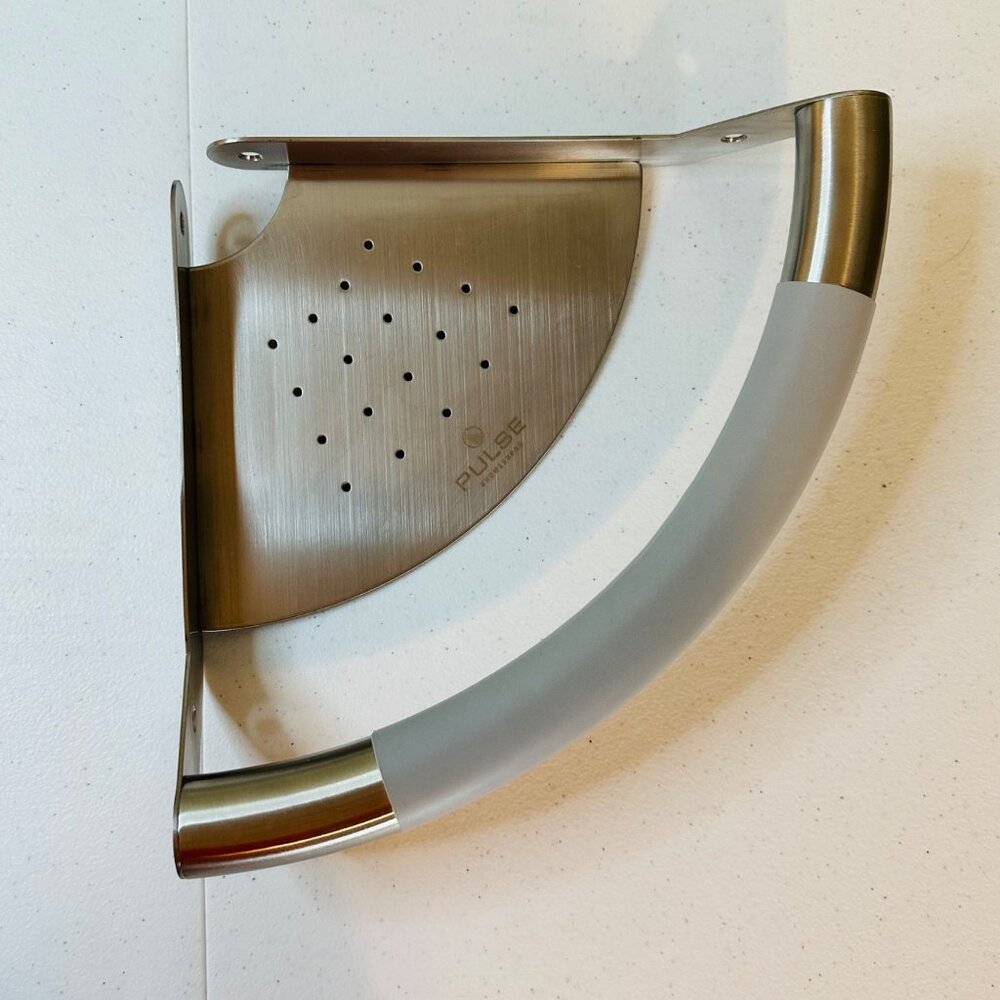 ErgoCornerBar with Ergonomic Soft Grip and Corner Shelf Stainless Steel